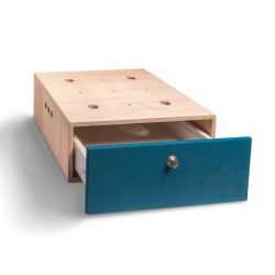 Half-height box with sliding drawer