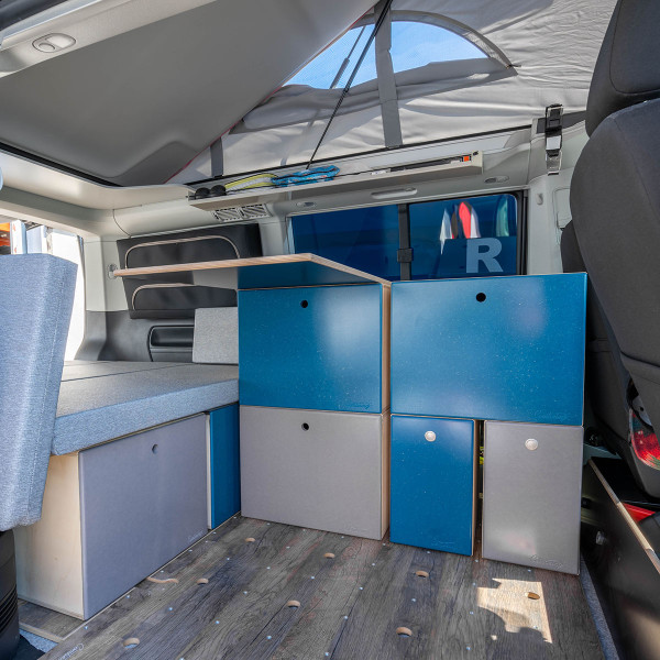 sleeping in a Volkswagen Transporter T5  Caravelle / Multivan van