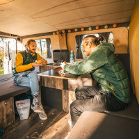 van life setup Ford Transit 4 Utility van