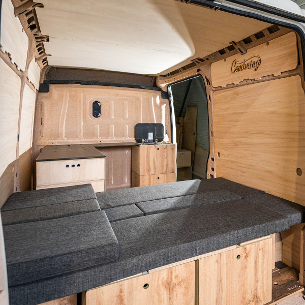 sleeping in a Ford Transit 4 Utility van