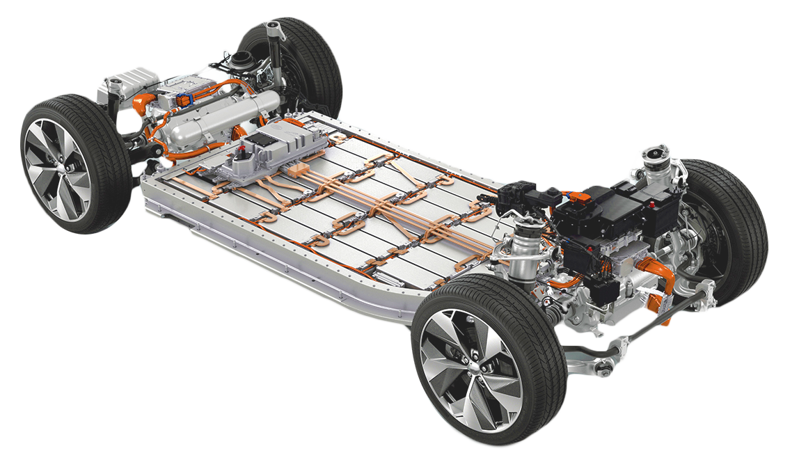 image d'un chassis de voiture avec des batteries